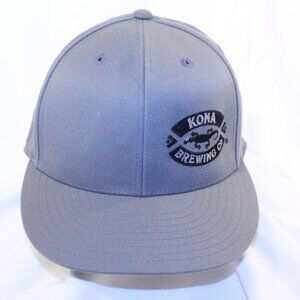 Kona Brewing Co 210 Fitted 7 1/4 to 7 5/8 Gray Black Flexfit Adult Cap Hat